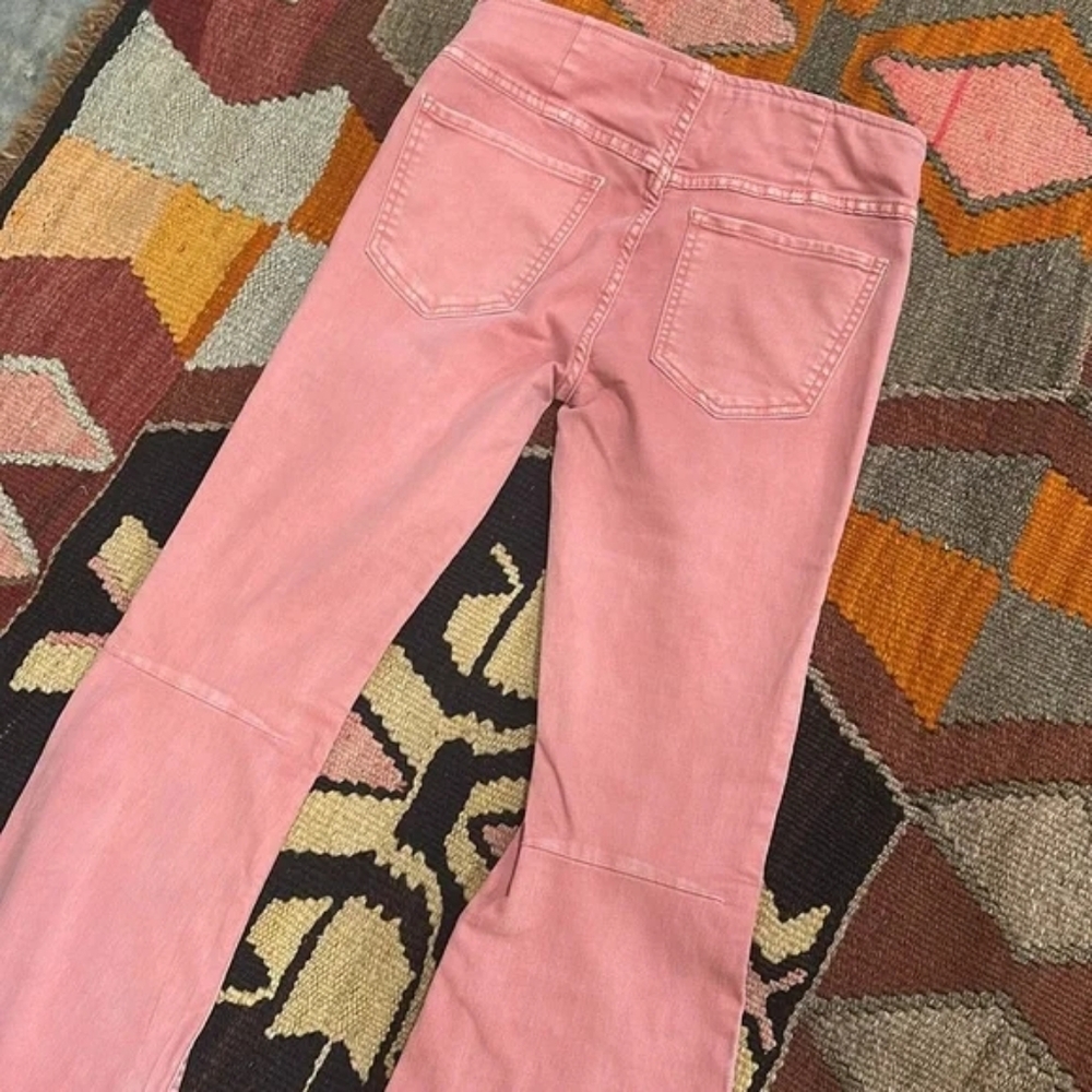 Free People Penny Pull On Flare Denim Jeans Pink Rose Size 27 NWOT - Picture 16 of 16